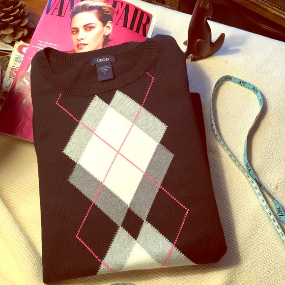 💍 Izod Argyle Sweater Black ~Hot Pink~Grey ~White - Picture 3 of 8